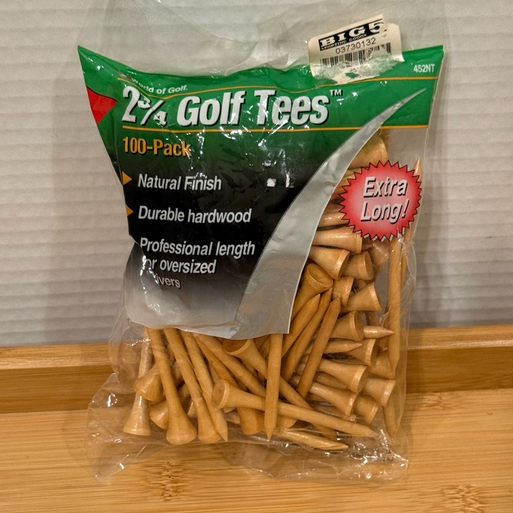 🚨 NFS Golf Tees 2 ¾ Inch Wooden 100 Pack Long Durable Oversized Drivers New